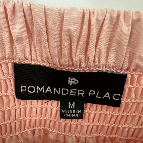 Pomander Place Inslee pink smocked off the shoulder top - Picture 9 of 10